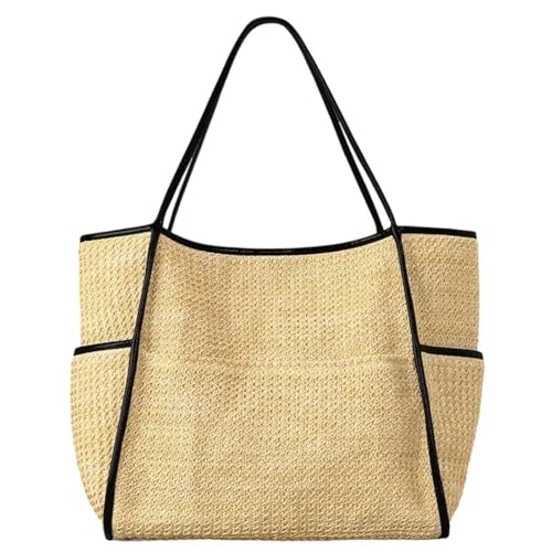 Sac à bandoulière en paille grande capacité pour femmes