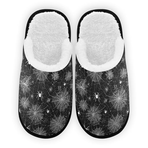 Cartoon Black Spiders Slippers For Women Men Soft Memory Foam Non-Slip Halloween Winter Indoor House Shoes Travel Slipper