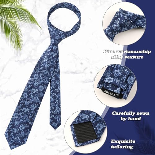 Image of Alizeal Mens 3.15inches Leaf Flower Pattern Tie Set
