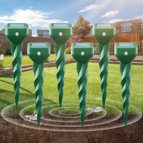 6er Set Wühlmausschreck Solar Maulwurf Vertreiber mit Starken Vibrationen für Garten und Rasen Wühlmäuse vertreiben effektiv und giftfrei Wetterfest IP67