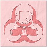 Stencil Stop Biohazard Symbol Skull Mask Stencil - Reusable for DIY Projects, Painting, Drawing,...