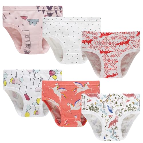 KikizYe Big Girls Soft Cotton Underwear Panties Assorted Prints (Pack of 6) Size 8