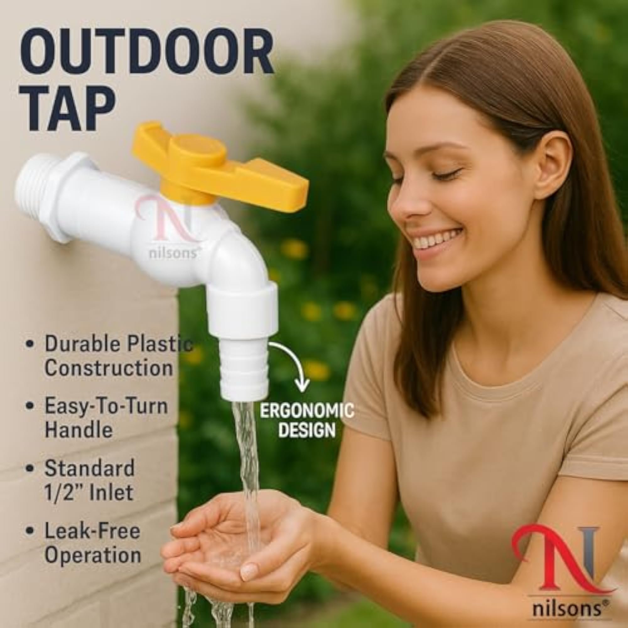 Plastic Nozzle Cock Tap with Yellow Handle, Pack of 10