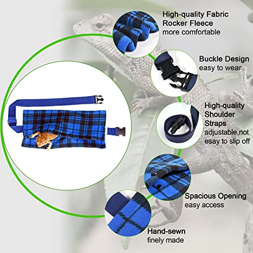 Image of LIKZINWA Small Animal Sling - Bearded Dragon & Lizard Carrier with Adjustable Strap (Blue-Square) + UV Sensor Card