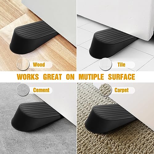 Crosize Black Extra Large Door Stopper, High 1.9 Inches Big Door Stop For Floor Rubber Doorstop Wedge, Door Gaps And Prevent The Lock-Outs, Floor Sturdy Door Stopper For Heavy Duty Door Bottom Of Door #TOP4