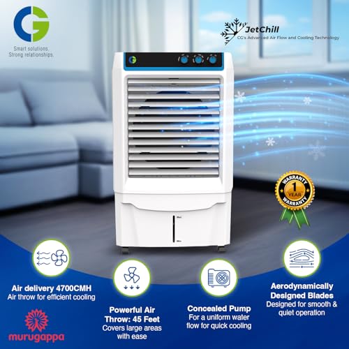 Image of CG 95L Desert Air Cooler for Home| Inverter Compatible | Ice Chamber | Honey Comb Pads | Concealed Pumps | Adjustable Louvers | Water Level Indicator | Upto 45Ft Air Throw | 1 Yr Manufacturer Warranty