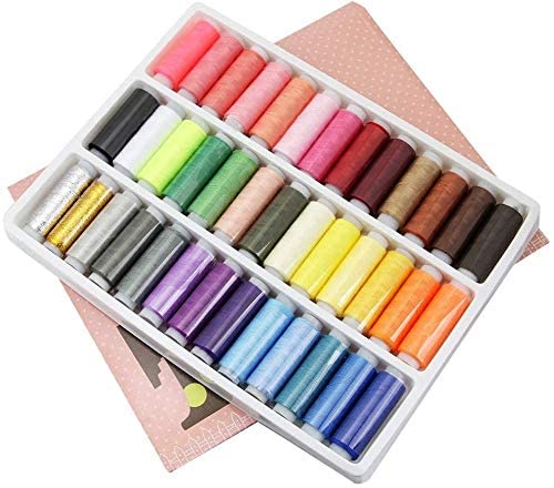 YIQI Fil à Coudre (39 Couleurs Assorties), Fil Solide pour Couture à la Main de Machine à Coudre, Ensemble de bobines de Fil de Polyester avancé, Fournitures de Couture colorées