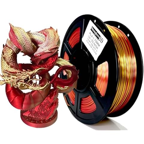 Stronghero3D PLA 3D Printer Filament 1.75mm,Golden Fire, Silk Gold and Galaxy Red,Co Extruded Filament,Dual Color,Net Weight 1kg(2.2lbs) Cover