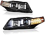 VIPMOTOZ OLED Tube Projector Headlight For 2004-2008 Acura TL, Black Housing Clear Lens Headlamp Assembly Driver & Passenger Side Pair Set