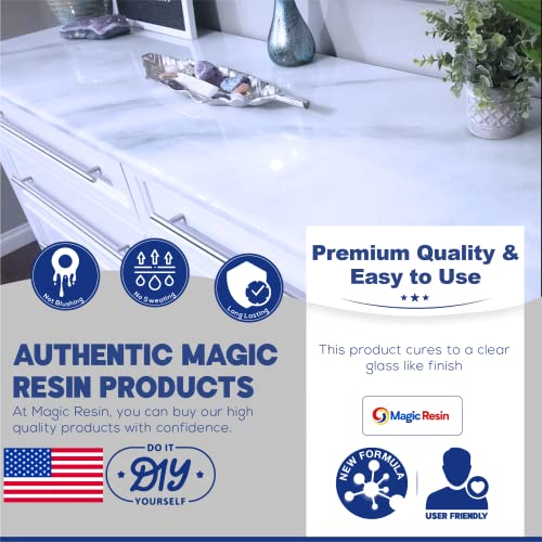 Magic Resin | 2 Gallon (7.6 L) | Premium Quality Clear Epoxy Resin Kit | Non-Toxic | High Gloss Thick Clear Coat | for Table Tops, Bar Tops, Counter Tops & Arts | Great Color Stability | 100% Solids