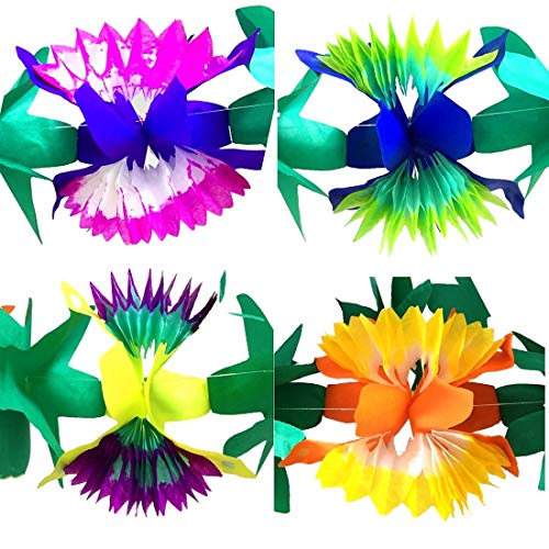 2 Pcs Tropical Paper Flower Garlands For Hawaiian Luau Party Decorations 9Ft Colorful Paper Hibiscus Garland For Tropical Island Beach Rio Tiki Birthday Wedding Baby Shower Jungle Party Decorations #TOP4