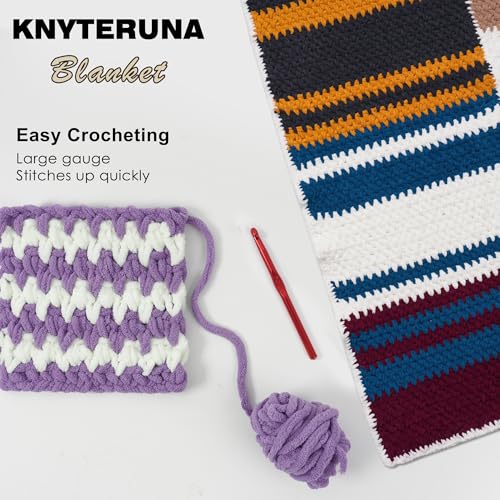 Image of #6 Super Bulky Blanket Yarn for Crocheting - 4 Skeins(Each 10.5oz /300g, 220yds /201m), Chunky Chenille Thick Plush Big Soft Yarn for Crocheting Knitting Blankets, Purple