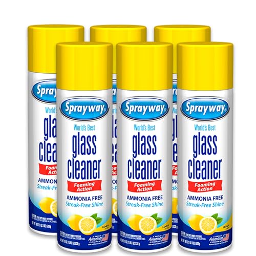 Sprayway Glass Cleaner Lemon Scent Foaming Aerosol Spray, 19oz, Pack of 6 | Ammonia-Free, Streakless, Fast-Acting | Cleans & Polishes Glass Surfaces | Removes Fingerprints, Dust, Dirt, Smoke Film