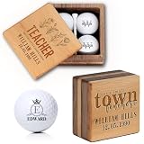 Custom Golf Gift For Teachers: Personalized Golf Ball Set In Luxury Wooden Box - Perfect For Teacher Retirement, Mentor Appreciation, And Thanksgiving - Unique Customized Gift For Coworker Teachers