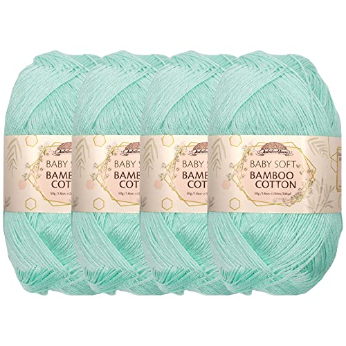 JubileeYarn Baby Soft Bamboo Cotton Yarn - 50g/Skein - Carribbean Reef - 4 Skeins, 221 Carribbean Reef