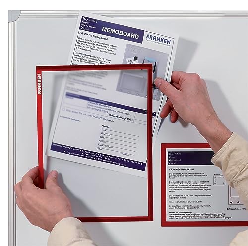Protège-document A4 magnétique Franken rouge lot de 5 pour tableau blanc