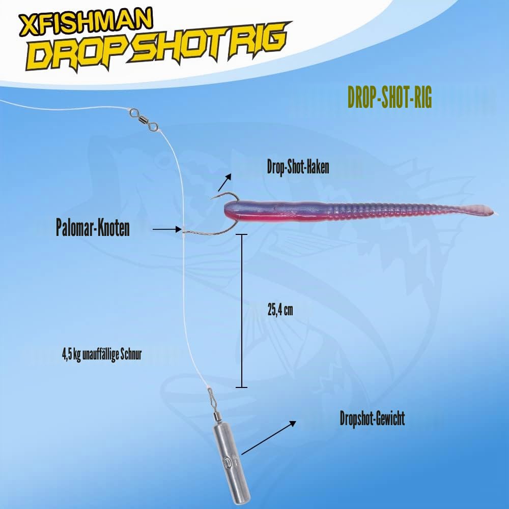 Drop Shot Rigs für Barschangeln, bereit Rig mit Haken und Sinker Gewichten