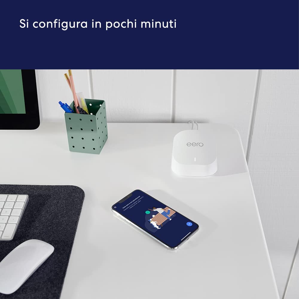 Router wi-fi mesh Amazon eero 6+ | Ethernet 1,0 Gbps | Fino a 280 m² | Connessione di oltre 75 dispositivi | Confezione da 2 | Modello 2022