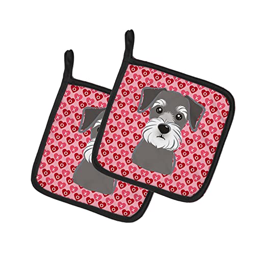 Caroline's Treasures BB5276PTHD Schnauzer Pair of Pot Holders Kitchen Heat Resistant Pot Holders Sets Oven Hot Pads for Cooking Baking BBQ, 7 1/2 x 7 1/2