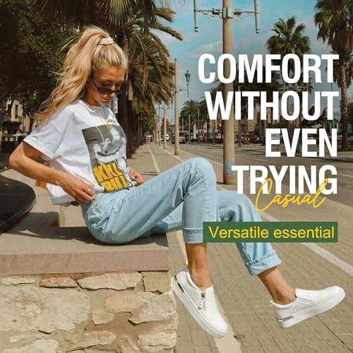 Image of Jeossy Women's Slip On Shoes Casual Fashion Sneakers 8010 Arch Support Loafers for Women with Zipper