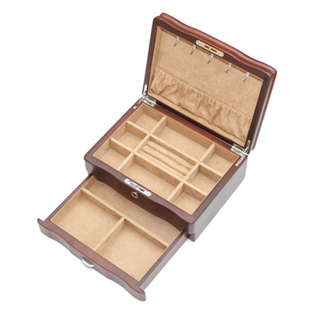 Svuotatasche retrò per uomo/donna Elegante cassettiera-organizzatore scatola di legno da esposizione, perfetta per telefono, orologi, occhiali da sole, gioielli, portafoglio, anelli, collana e altri