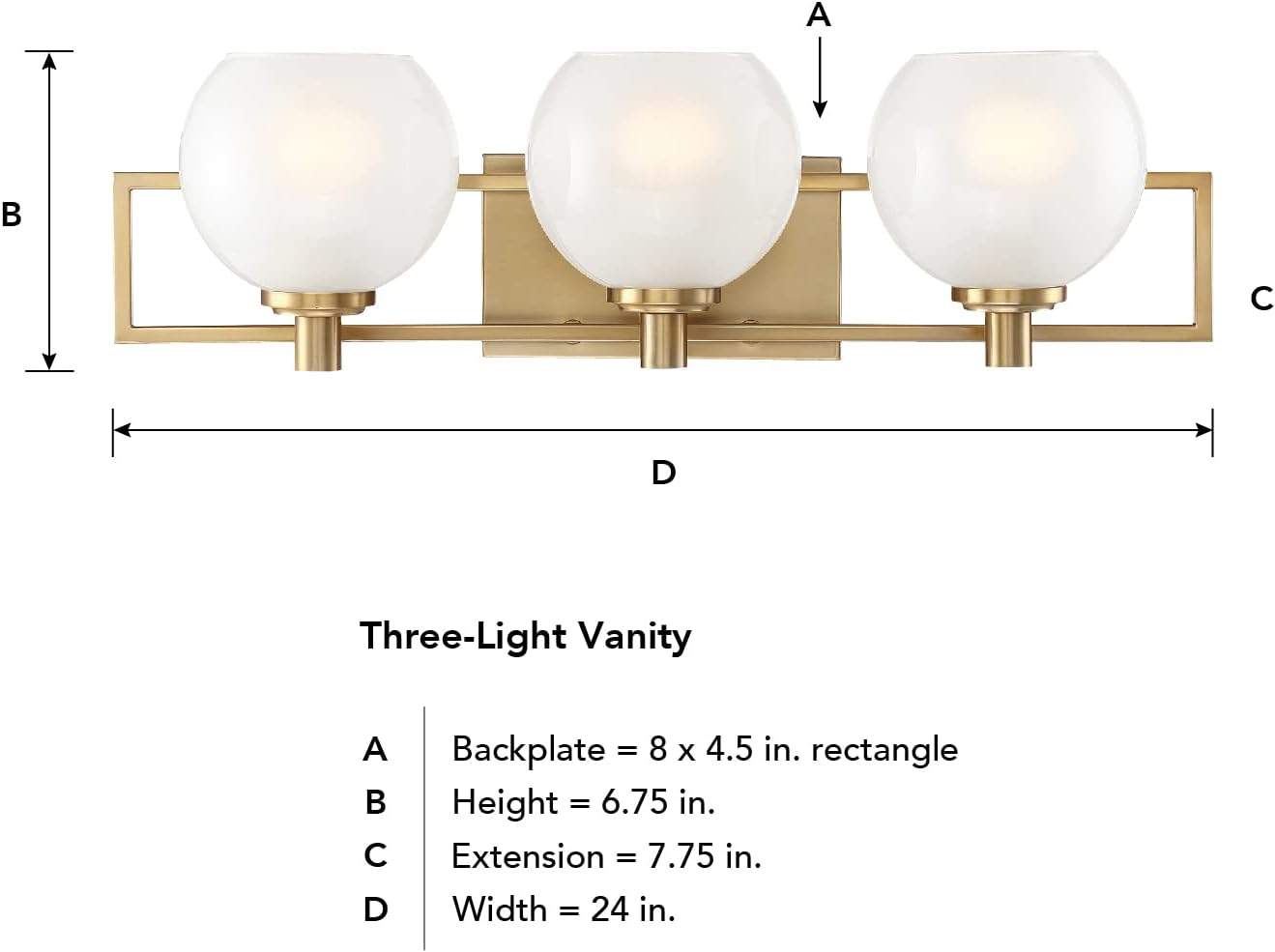 Crеаtіvе Prоduсt Designers Fountain 94503-BG 24in Cowen 3 Bathroom Vanity Light Fixture, Brushed Gold