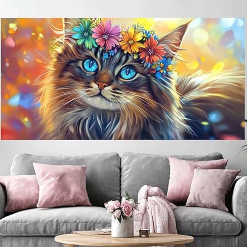Broderie Diamant Chat 5D grand format en cristal brillant O-333G