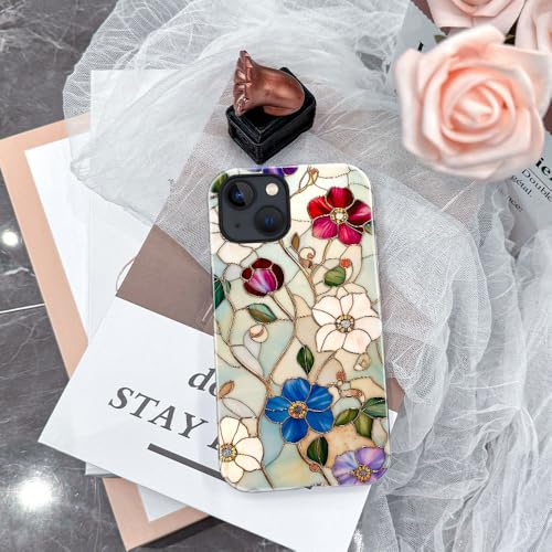 Coque iPhone 15 fleur vitrail : évitez les bris d'écran avec style