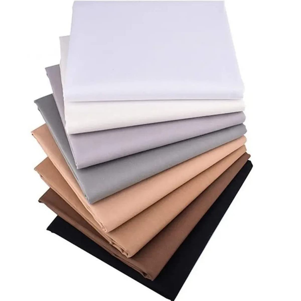 CraftsFabrics 8pcs 50x40cm Plain Solid Color Twill Fat Quarters Bundle 100% Cotton Precut Craft Fabric Squares for Quilting, Arts, Crafts, DIY Projects