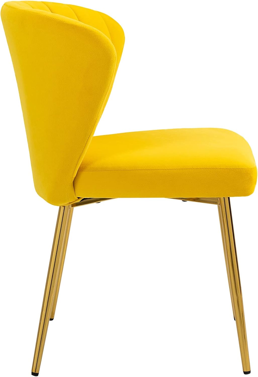 ANOUR Modern Dining Chiars Set of 4,Velvet Kitchen Chairs,Upholstered Side Chair with Golden Metal Legs,Small Accent Chairs for Dining Room Living Room Kitchen Vanity(Yellow)