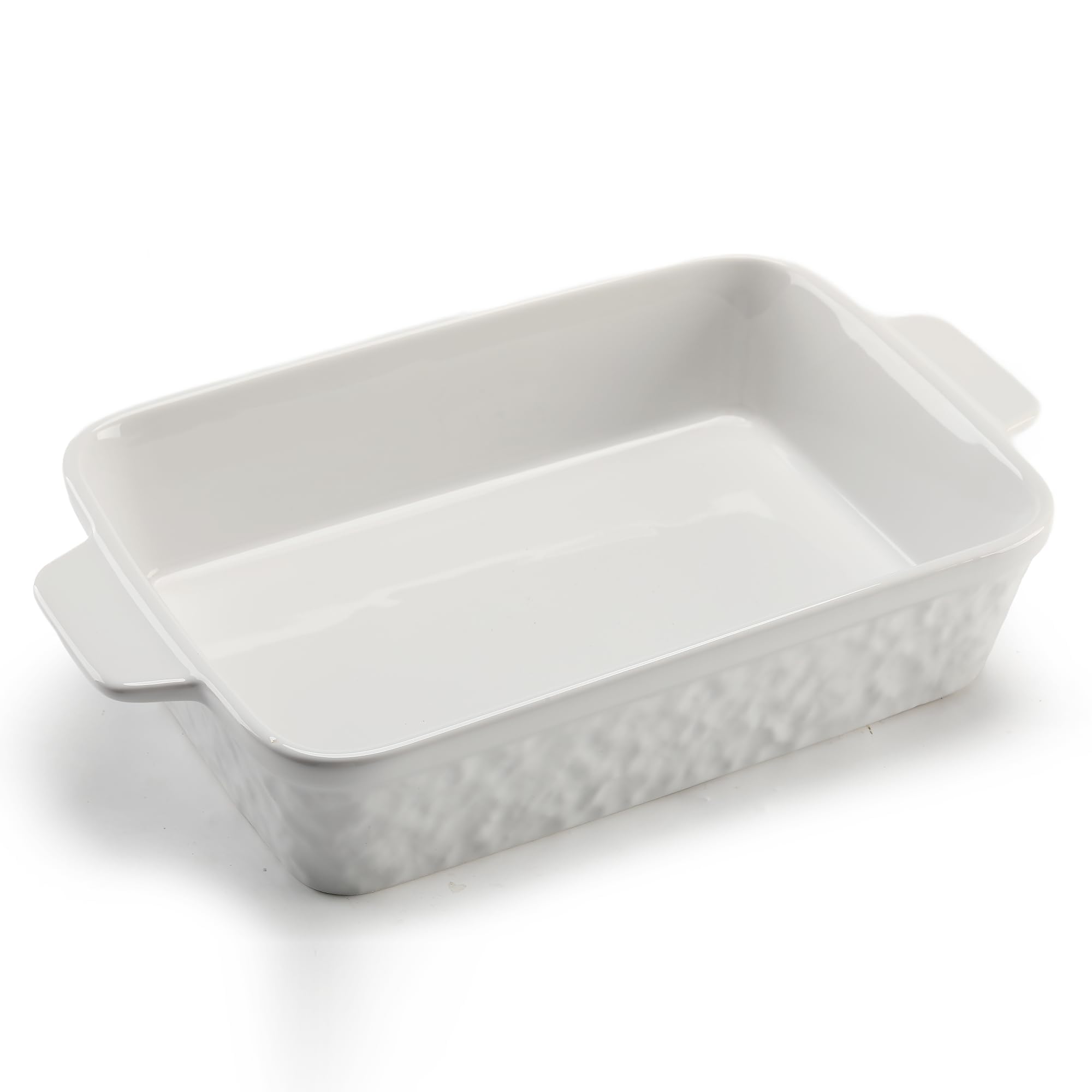 Auflaufform Große 36cm,Rechteckig Ofenform mit Griffen,Rechteckige Auflaufform Tradition aus Steinzeug,White Tiefe Baking Dish aus Keramik für Lasagne, Tiramisu, Braten & Aufläufe