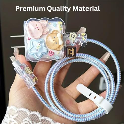 Image of Compatible for Samsung 25W Charger Case Cover, Funny Cartoon Character, Cable Protector with 3D Cute Pattern 360 Degree Full Protection Cover 4 in 1 Multicolor