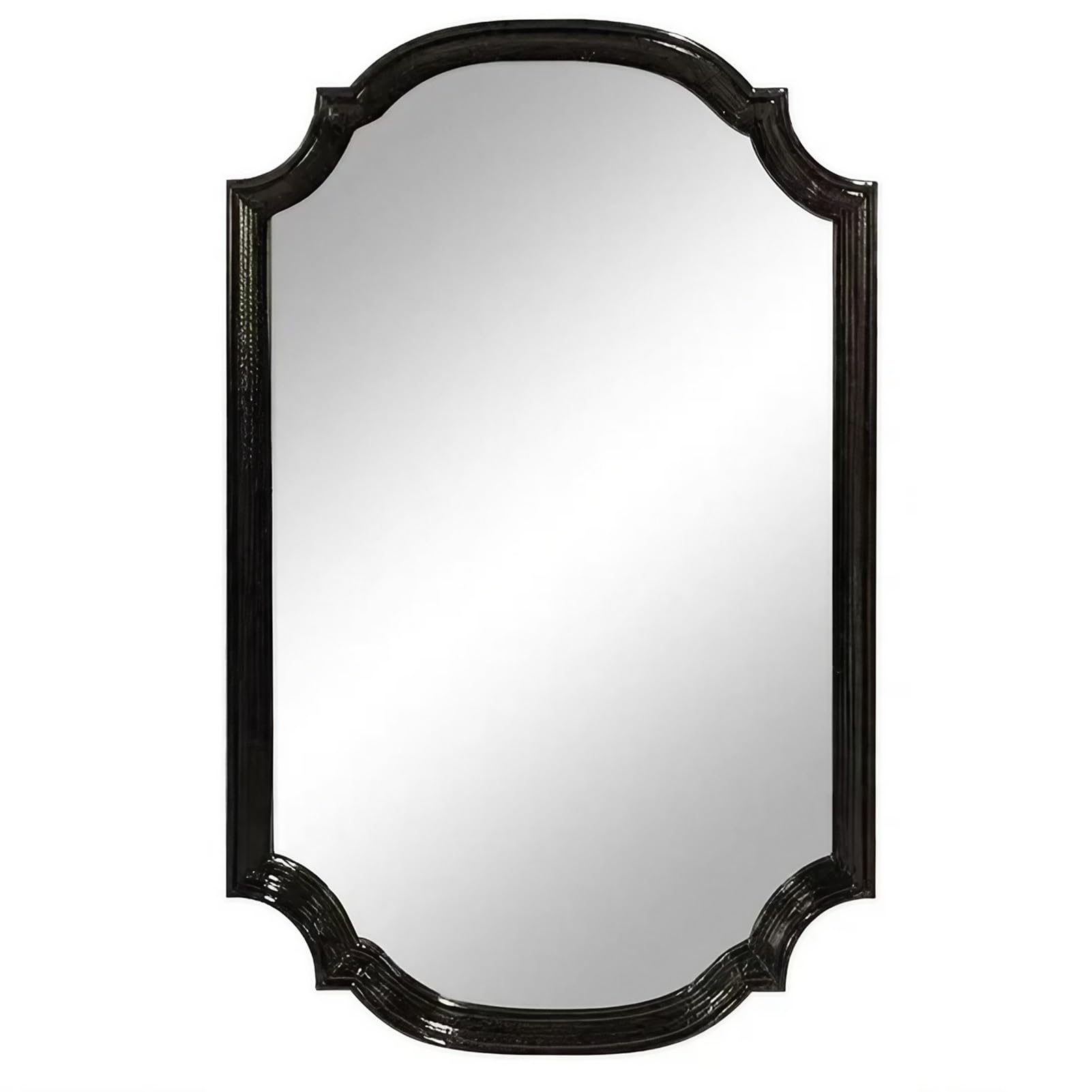 FGXHHS Vintage Vanity Mirror with Black Woodgrain Frame,Retro Decorative Fireplace Mirror,Large Wall Hanging for Bathroom,Bedroom and Living Room(50x70cm(20x28inch))