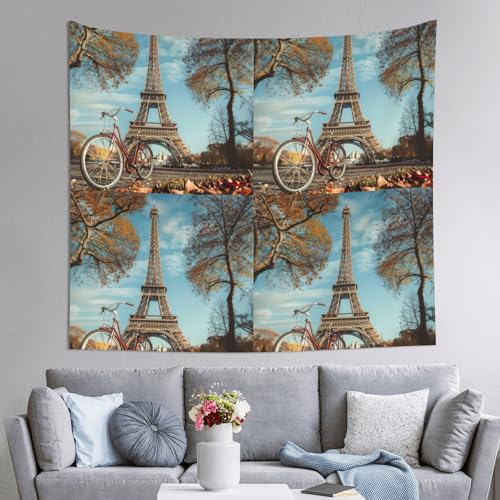 Tapisserie Tour Eiffel vélo imprimé haute définition pour chambre