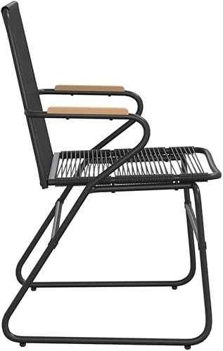 Miniatura 6 de Sillas de patio, 2 piezas, color negro, 22.8 x 23.2 x 33.7 de PVC, cómodas sillas de terraza para patio al aire libre, Sillas para Comedor para