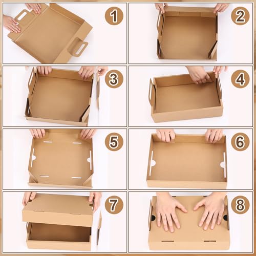 Ceenna 10-pack Kraft Paper Catering Trays with Lids 13 x 9 x 3 Inch Disposable Picnic Platter Serving Boxes for Food Packaging, Cookies, Takeout Food