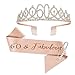 JurciCat Deco 60 cumpleaños Mujer 60 Años Cumpleaños Corona Fajín y Tiara Corona Oro Rosa Regalo 60 Años mujer Regalos para Decoración de Cumpleaños