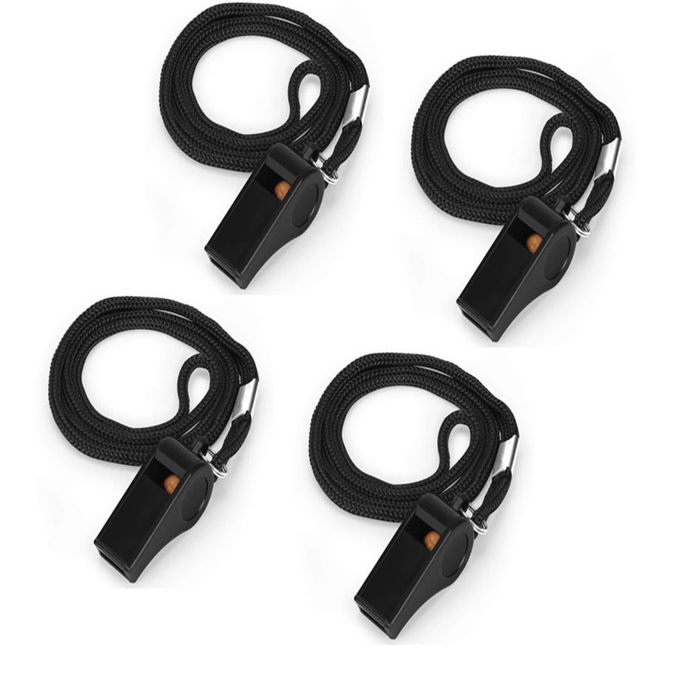 CanBee Referee Steel and Plastic Whistle Pack of 4 High Sound use Multi Purpose Sports Games (Plastic)