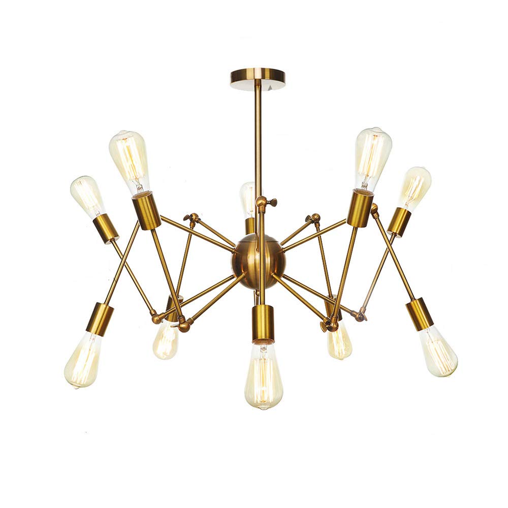 VDOQTLJT E26 Gold Sputnik Chandelier Modern Pendant Light Lighting V-intage Ceiling Fixtures Compatible with Kitchen Living Room Dining Bedroom Farmhouse Wall Sconce(Golden,10 head)