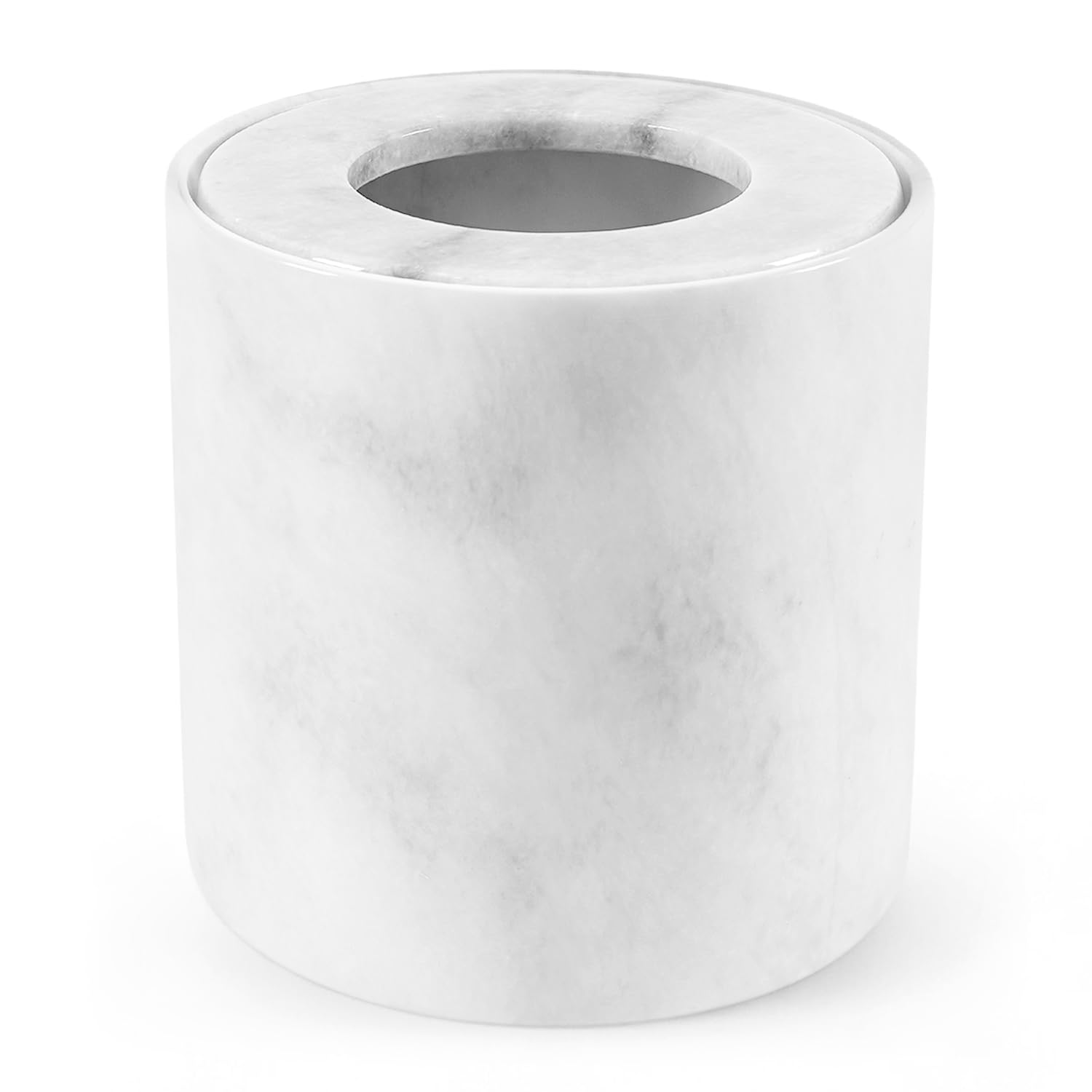 Marble Trash Can with Lid 6 Inch White Garbage Bin for Bedroom, Home, Office, and Kitchen Valentine’s Day Décor. Outdoor Trash Can for Dorm, Laundry Room Decor