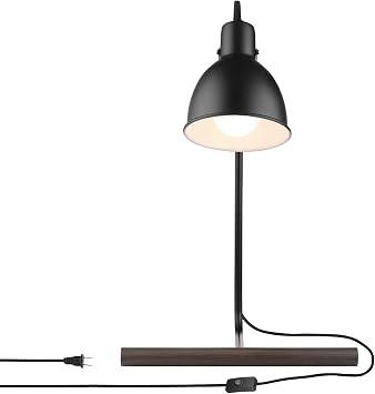 Globe Electric 52945 18" Desk Lamp, Matte Black, Faux Wood Accent, LED Bulb Included, Home Decor, Desk Lamps for Home Office, Home Office Accessories, Room Decor, Accent Lighting Lamps, Lamp with Bulb