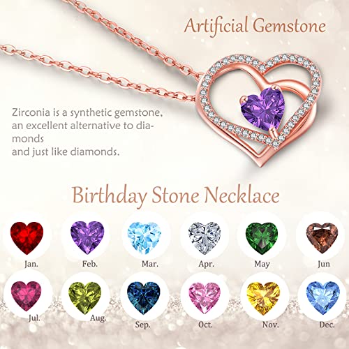 Misumor 925 Sterling Silver Necklaces For Women Silver Gold Rosegold Heart Pendant With Birthstone Jewelry Gifts For Girlfriend Mom Wife On Birthday Anniversary Valentines Day #TOP2