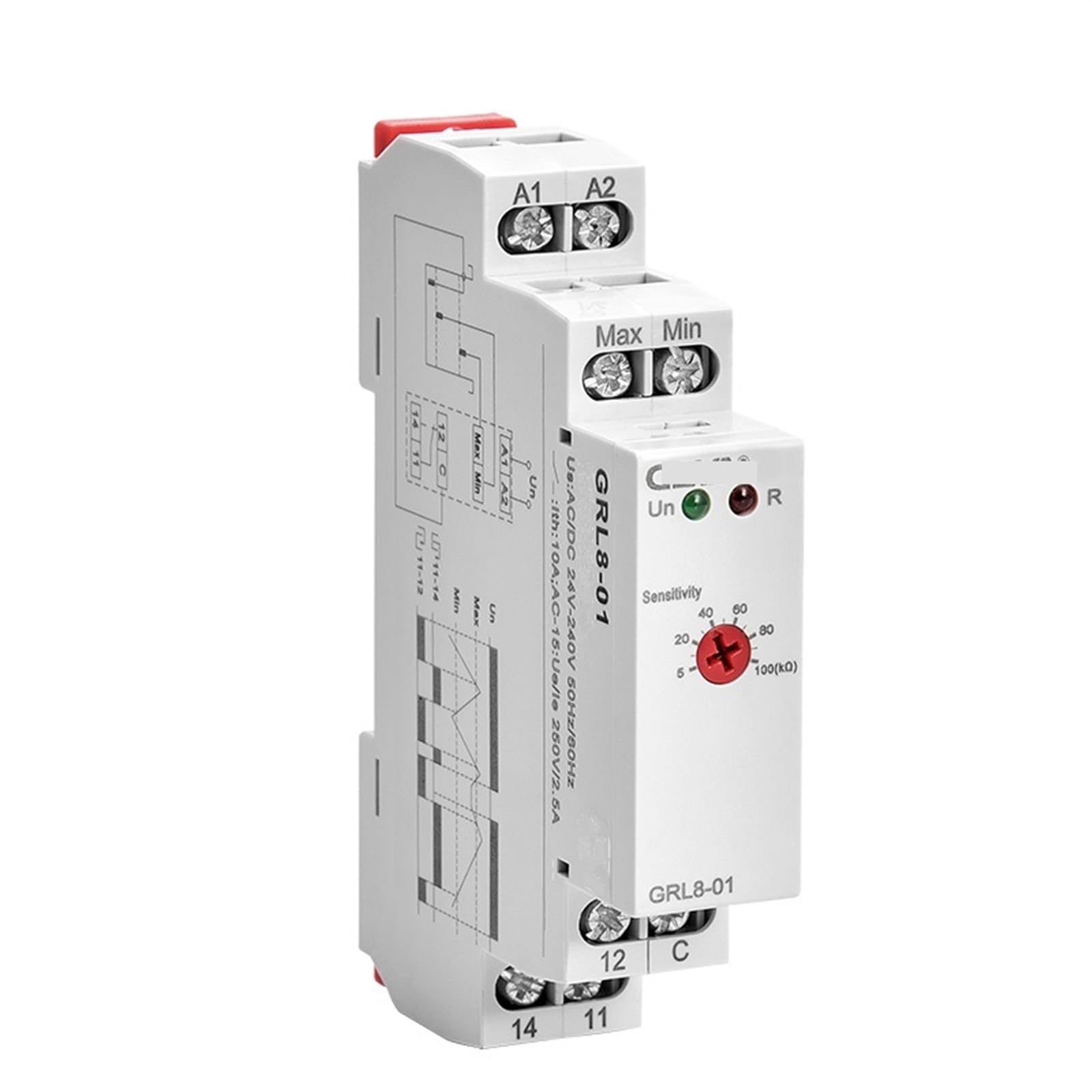 GRL8 Relé de control de nivel de líquido Controlador electrónico de nivel de líquido 10A AC/DC24V-240V 1 Uds (Size : GRL8-01 ACDC24V-240V)