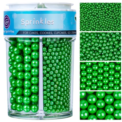 Image of ST Patricks Day Sprinkles for Cake Decorating, 7.8oz Deep Green Pearl Sprinkles 4 Sizes Mix for Cake Cupcake Cookie Baking Donuts Ice Cream Toppings
