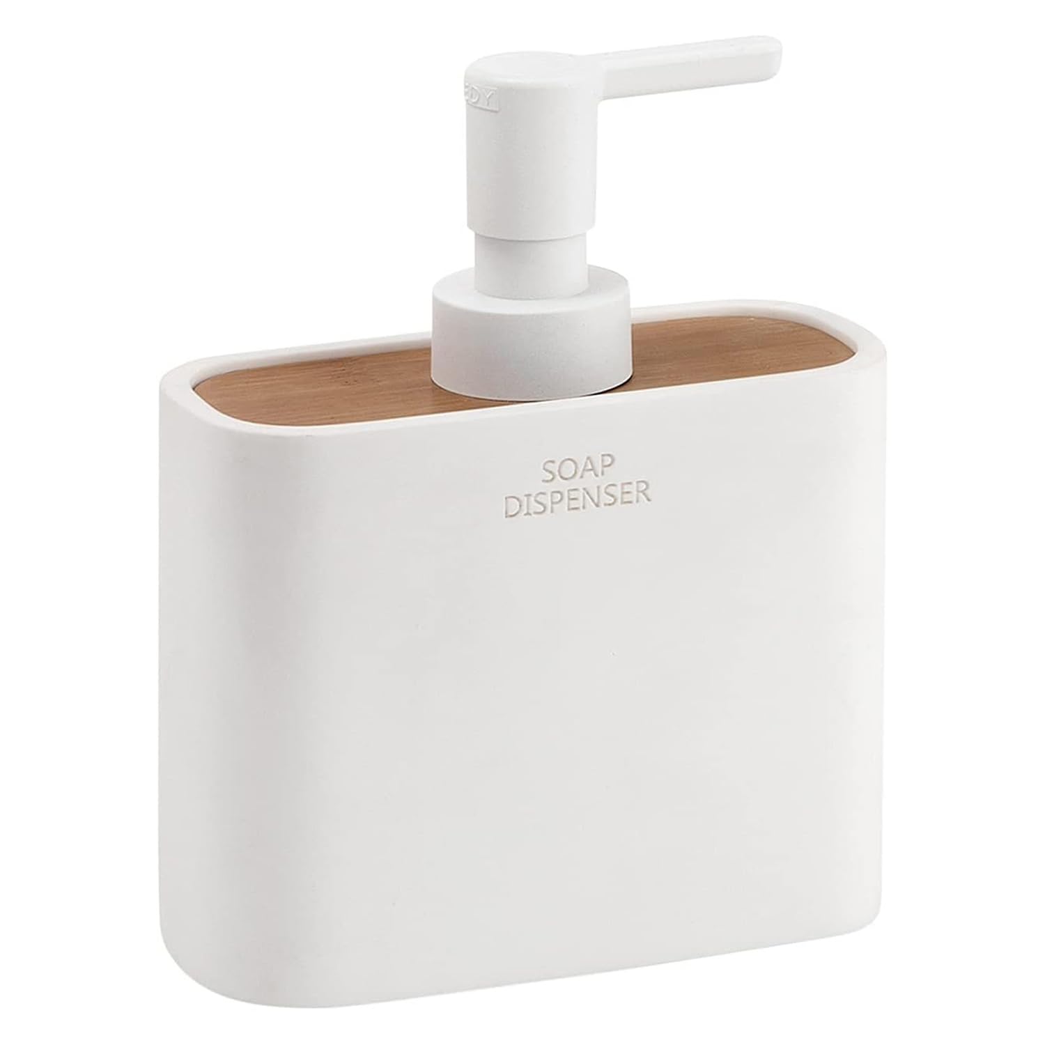 Gedy Melbourne Set 2 Pezzi Accessori Bagno Realizzato in Resina e Bambù Finitura Bianco Opaco, composto da 1 Dispenser Sapone Bagno con Erogatore e 1 Porta Spazzolini Bagno a 2 Scomparti