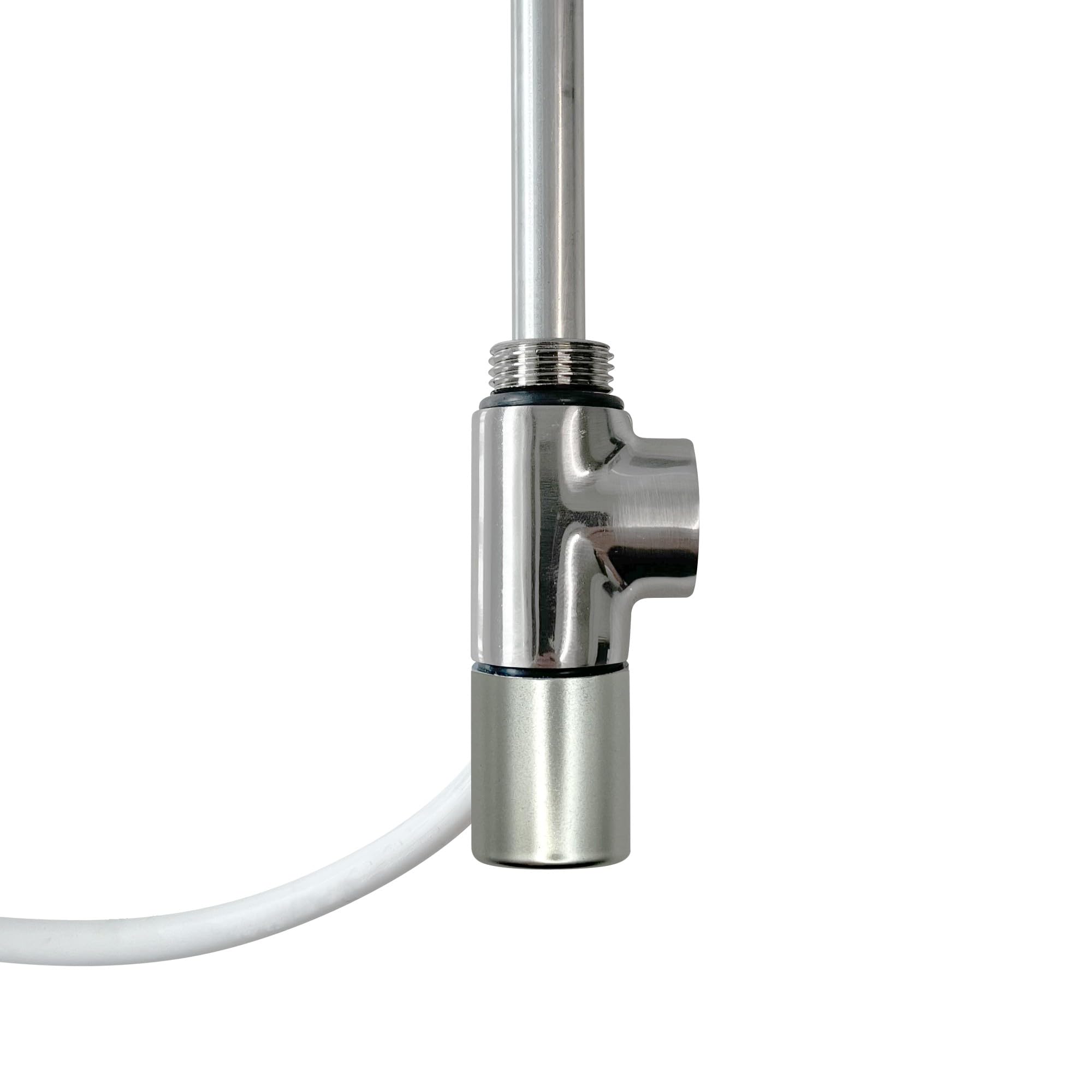 NWT Direct Dual Fuel Electric Element & Cap With T- Piece Adapter Towel Rail Kit For Radiators And Towel Warmers - Brushed Nickel T-Piece & 600w Element