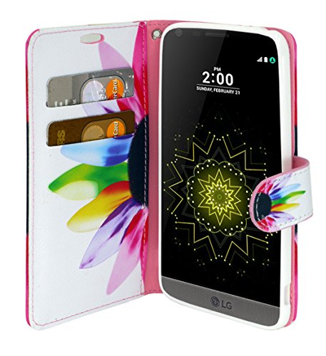 Lg G5 Wallet Case - Mstechcorp, Magnetic Slim Folio Design Wallet Pouch For Lg G5 Phone Case - Includes Accessories (Sun Flower) #TOP2