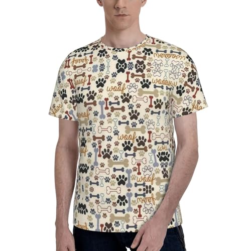 T-shirt à manches courtes pour homme motif patte de chien et poche col rond