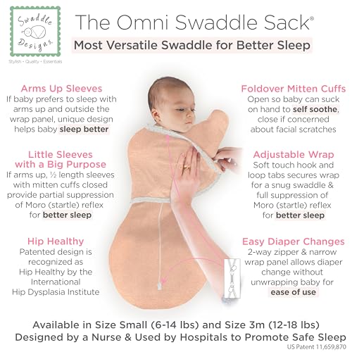 Image of SwaddleDesigns 6-Way Omni Swaddle Sack, Arms Up Swaddle for Newborn, More Options to Calm Startle Reflex, Improves Sleep