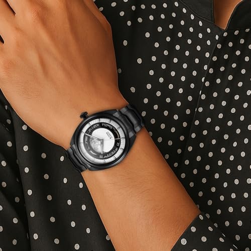 Image of Titan Caelum Multilayered Sun-Moon Dial in Ivory White - Stellar Edition